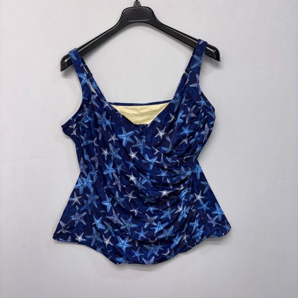 Miraclesuit x Talbots Light Control Tankini Swim Top Size 22W Starfish C046 -21 - Picture 1 of 16